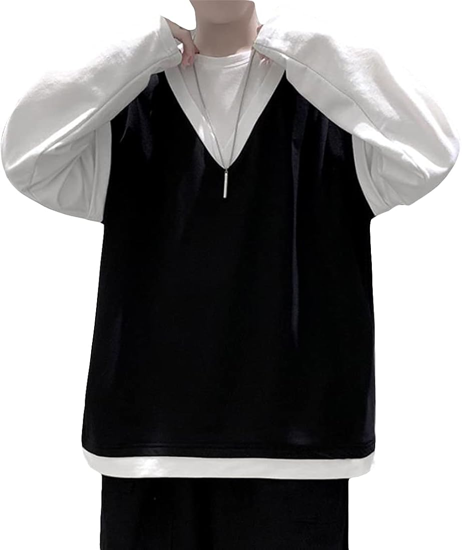 Amazon | [Ksila]フェイクレイヤード パーカー バイカラー トップス